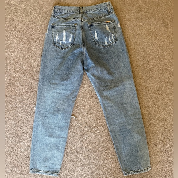 High Rise Distressed Blue Jeans - Picture 8 of 12
